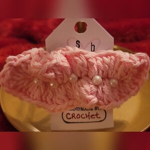 Pink Valentines Crochet Hair Clip
